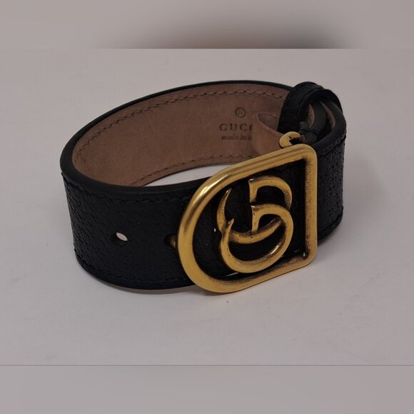 Gucci Marmont Double G Wrap Bracelet Cuff Pebbled Leather Italy Adjustable - Picture 11 of 16